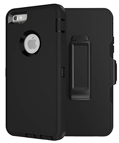 MXX Heavy Duty Defender Case Compatible with iPhone 6S/ iPhone 6 TPU and PC Case with 360 Degree Rotating Belt Clip (Black)