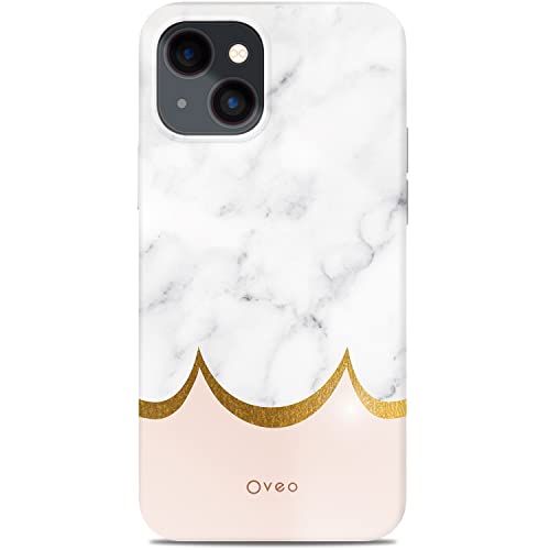 Oveo® Coque pour iPhone 13 en Silicone Ultra Fine pour Femme/Fille, Motif Blanc Blanche Rose Marbre, Bord Transparent Cover