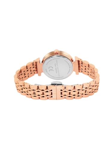 Image of French Connection Textured Silver Round Dial with Rose Stainless Steel Metal Strap Watch - for Womens FCN0133SRGM