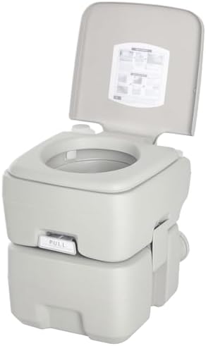 kleankin Outdoor Portable Travel Toilet Detachable Flushable Tank Easy to Use 3 Way Pistol for Camping Hiking Boating Roadtripping 5.3 Gallon (20L)