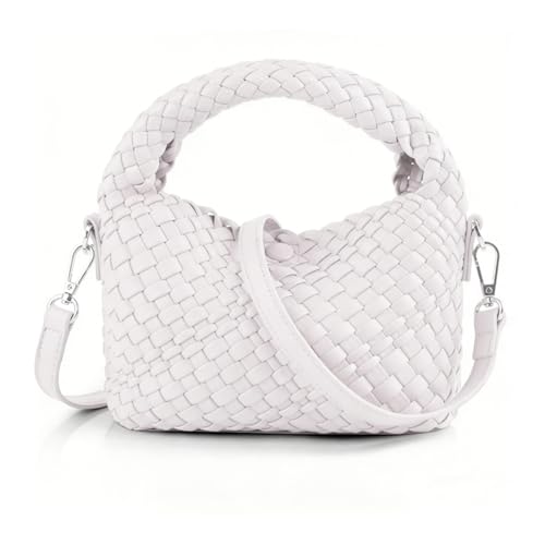Image of Woven Crossbody Bag Small Tote Cute Purse for Women,Top Handle Handbag Pu Leather Shoulderbag with Detachable Strap