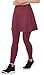 Westkun Damskie legginsy ze spódnicą, długość do kostek, spodnie do biegania, spódniczka tenisowa z kieszeniami, do jogi, sportu, miękkie spodnie spódniczki, odzież tenisowa 2 w 1, Burgundowa torba na pieczywo, S