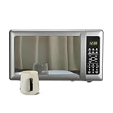 Emerson MW7601SL-N Countertop Microwave Oven with Sleek Mirrored Finish Glass Door 700W, 10 Power Levels and 6 Pre-Programmed Settings with Child Safe Lock, 0.7 Cu. Ft, Silver