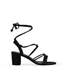Sandalias de tacón BOSANOVA Sandalias de tacón Ancho confeccionadas en Material de Antelina con Varias Tiras al Empeine y Detalle de Punta Cuadrada. Cierre con Cordones Lace-up. Calzado para Mujer Negro 36