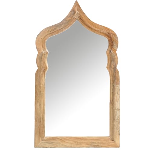 Marrakech Miroir mural marocain en bois 90 cm - Décoration murale orientale pour salon, chambre à coucher et miroir de salle de bain dans la salle de bain - Miroir...