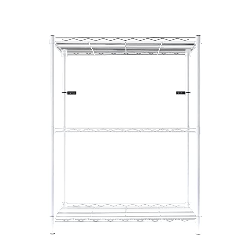 Image of 3-Shelves Wheels Heavy Duty Steel Storage Rack | Multipurpose Shelving Unit for Kitchen, Home & Utility | White, 3 Shelves Wheels