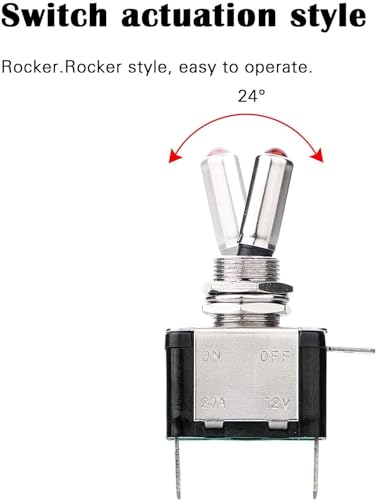 12V LED Toggle Switch, Waterproof SPST 20A ON/OFF Lighted Rocker Toggle Switch for Car Marine RV Vehicles Truck Boat Dash Auto (5PCS) - Image 4