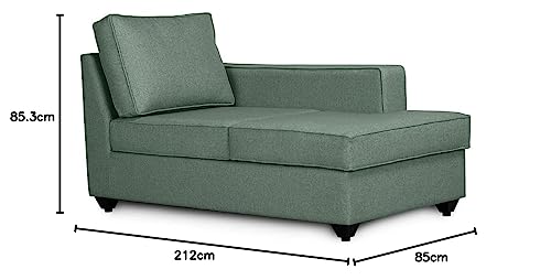 Image of Wakefit L Shape Sofa Set for Living Room | 3 Year Warranty - 3 Seater + Chaise (Fabric, Omega Green)