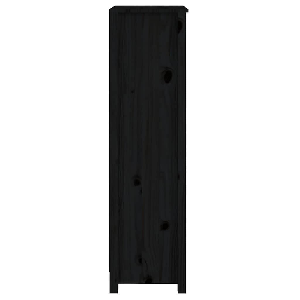 Libreria nera, 50 x 35 x 125,5 cm, in legno di pino massiccio, versatile, con ripiani, per soggiorno, ufficio, cameretta dei bambini, corridoio, portaoggetti decorativo