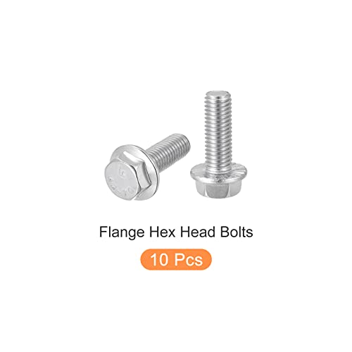 Image of METALLIXITY Flanged Hex Head Bolts (M10x30mm) 10pcs, Hexagon Flange Bolt Carbon Steel Screw - for House Construction Hardware Fasteners