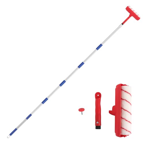 Ceiling Paint Roller No Drip Kit 8FT Adjustable Extension Pole with Protective Shield No-Drip Splatter-Free Paint Roller Brush Ergonomic Rotating Head for Ceilings Walls & Home Interior Painting