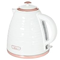 HOMCOM Electric Kettle 1.7L, Fast Boil, 3kW Cordless Water Kettle with Removable Washable Anti-scale Filter, UK Otter Thermostat, Auto Shut-off, 360° Swivel, BPA Free, Cream White Water Ripple Texture