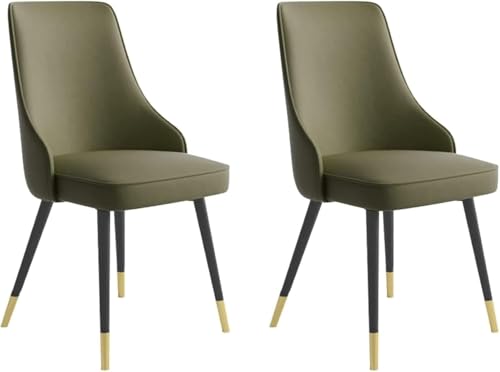 Juego De 2 Sillas De Comedor para Cocina, De Piel Sintética, Resistentes Al Agua, con Patas De Metal para Mostrador Y Sala De Estar., Army Green, Black Gold Feet