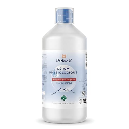 Solución salina estéril 0,9% NaCl – Solución fisiológica para lavado nasal, cuidado nasal, bebés y limpieza de heridas (1 L)