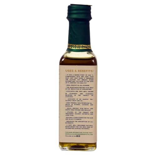 Image of Black and Green Extra Virgin Cold Press Multipurpose Avocado Cooking Oil Bottle, 100 ml