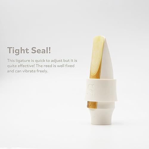 Image of Syos Tenor Saxophone Ligature Arctic White, Great Fit for Syos Mouthpieces and Compatible with Tenor Sax Rubber Mouthpieces