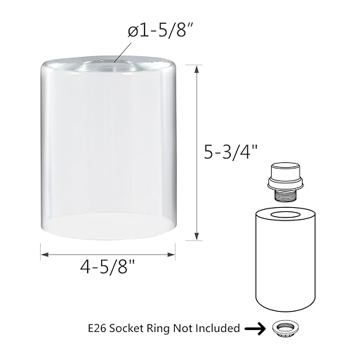 Image of Aspen Creative 23648-60-3 Clear Glass Shade, 1-5 /8 inch Fitter Size, 4-5 /8 inch Diameter x 5-3 /4 inch Height, 3 Pack