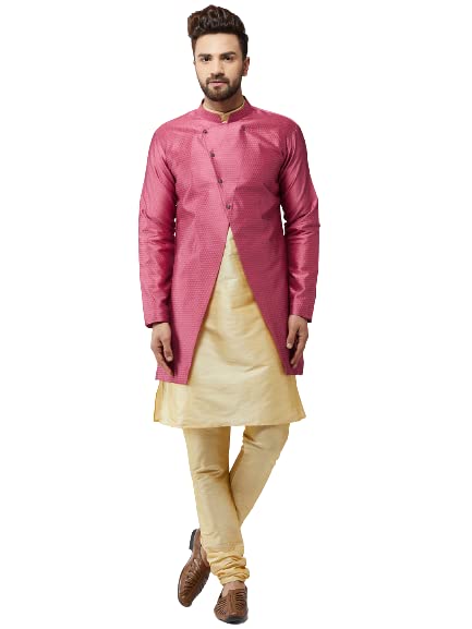 Image of SOJANYA Men's Silk Blend Solid Kurta & Pyjama Set