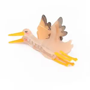 Decorative Bird Hair Claw Clip Nude Stork Design Personalized Acetate Hair Claw for Mother's Day Accessory