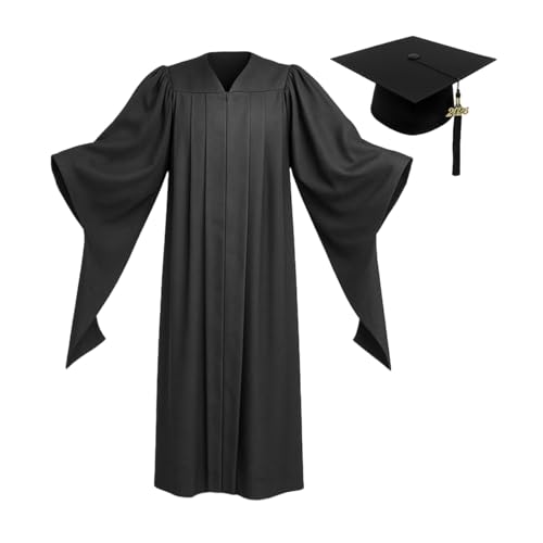 Classic Masters Graduation Cap and Gown, Unisex Cap & Gown Masters Degree Regalia (6'9