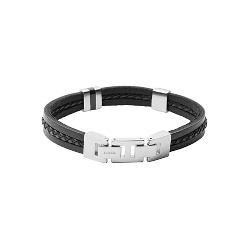Fossil Armband Für Männer Vintage Casual, Länge: 180mm - 195mm Schwarzes Lederarmband, JF03686040 – Ansicht 4