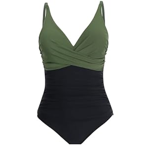 Laorchid Badpak voor dames, eendelig, met V-hals en hoge taille, buikcontrole, push-up, zwempak, badmode