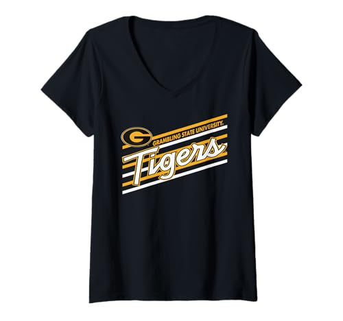 Womens Grambling Tigers Retro Performer Black Officially Licensed V-Neck T-Shirt