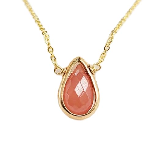 Pendentif poire orange en rhodochrosite naturelle et collier argent 925 gmpd_0035