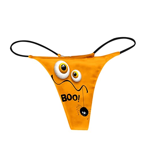 Halloween Thongs for Women Sexy Stretchy No Show Bikini Underwear Yellow - image 3