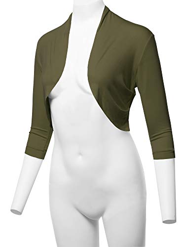 Women's Open Front Knit Blazer - Stretchy Soft Cardigan Jacket for Business Casual Office, Slim Fit Lightweight Work Blazer Olive 3XL - Thumbnail 5