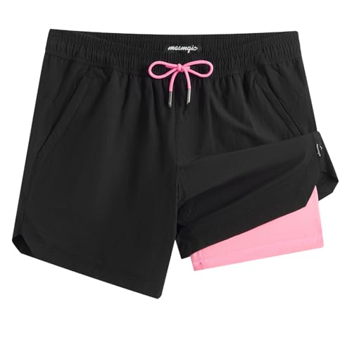 Image of maamgic Mens Swim Trunks 5 inch with Compression Liner Stretch Quick Dry Swim Shorts Swimming Trunks Bathing Suits