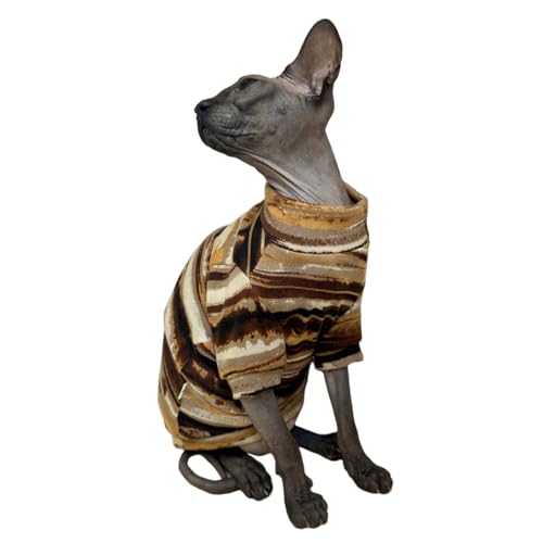 Sphynx Clothes Hairless Cat Shirt Cat Vest Pet Clothes, Round Collar Vest Kitten Shirts, Cats & Small Dogs Apparel (Rust Color, Small) - Image 5