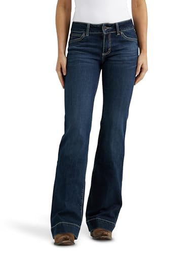 Wrangler Womens Retro Mae Mid Rise Wide Leg Trouser Jeans, Samantha, 3 1 US