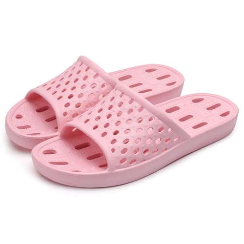 Image of Litfun Shower Shoes for Women Non-Slip Quick Dry Shower Slippers Lightweight Pool Sandals with Drain Holes for College Dorm, Beach, Bathroom & Gym