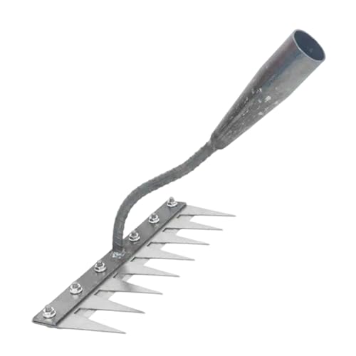 STARTIST 【最新 雑草除去ツール 】庭の雑草熊手 緩め土壌 プラー 手動農業ツール ステンレス鋼 厚手 着脱式鍬釘 5歯/6歯/7歯/8歯 多機能除草くわ片手用 根抜き 草取り用くわ 掘り起こし道具 ガーデンレーキ ガーデニングハロー 家庭の除草/溝掘り/播種/平削 園芸用 庭用熊手 雑草対策 (銀 8歯)