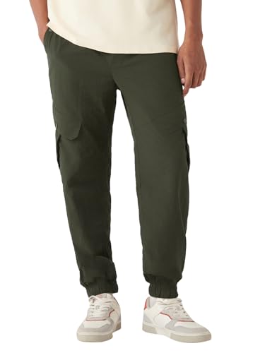 Image of Bewakoof Men's Solid Super Loose Fit Nylon Joggers
