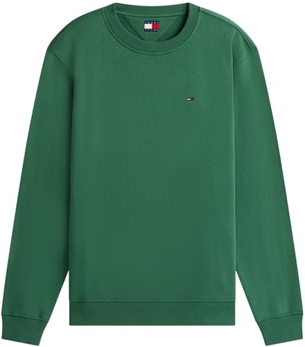 Tommy Jeans Herren Sweatshirt Regular Fit Flag Fleece Rundhalsausschnitt, Mehrfarbig (Shadow Pine), XS 6