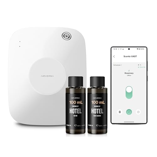 Smart Waterless Essential Oil Diffuser Hotel Scent Starter Kit 400mL Capacity with 200mL Fragrance Oil Up to 2000 sq ft Scent Air Machine with 12A1V Power Adapter for Large Room ANA White Kit