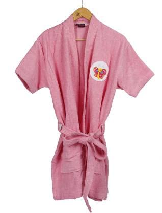GAB 100 % Terry Cotton Knee Length Half Sleeve Packet With Waist Belt Bathrobe For Kids Boys & Girls