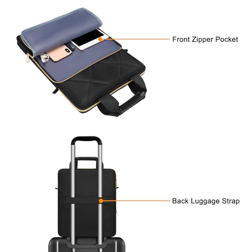 MOSISO Vertical Laptop Shoulder Bag,Computer Bag,Rhombus Quilted Messenger Bag with Front Pocket&Handle&Belt3