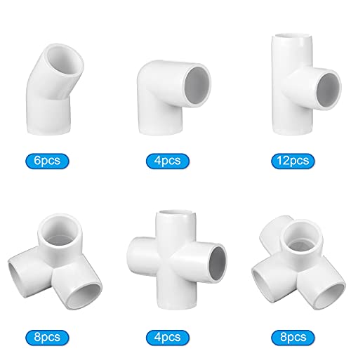 Xuniea 42 Pieces PVC Pipe Fittings Elbow Set Tent Connection Tee Heavy Duty PVC Elbow Fittings for 1/2 Inch Size Inside for Greenhouse Shed Pipe, Furniture Build and More(For 1/2 Inch) - Thumbnail 2