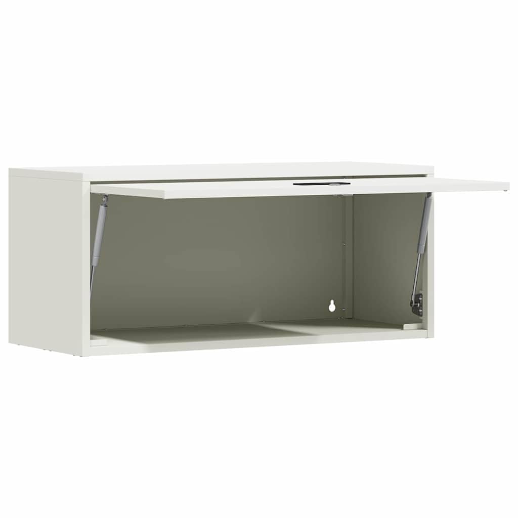 Armario de pared para garaje blanco 33 x 80 x 35 cm | Acero recubierto de polvo, bloqueable, puerta abatible, manija empotrada, montaje en pared