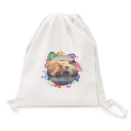 Sac fruits et légumes chat jaune pliable en tissu avec grande sangle pratique