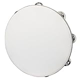 Jiozermi 10 Inch Wood Tambourines for Adults Church, Handheld Tambourines with Jingle Bells Educational Musical Instruments for Party Band