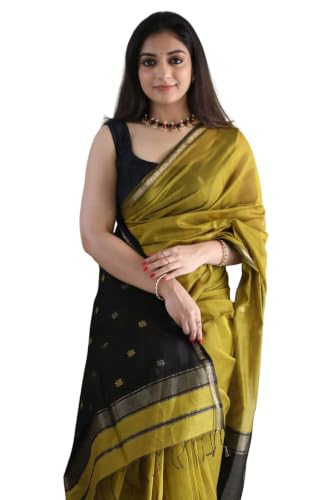 Image of SGF11 Women's Kanjivaram Soft Cotton Linen Silk Saree With Blouse Piece