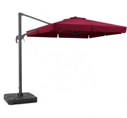 Image of Invezo Outdoor Garden Patio Umbrella (360 degree rotating feature with Base) 8.2 x 8.2 sq ft Terrace /Balcony /Lawn Heavy Duty Shed (White)