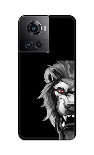 Image of Plastic Printfidaa Printed Hard Back Cover Case For Oneplus 10R 5G 80W | 150W Back Cover (Angry Lion) -112, Multicolor