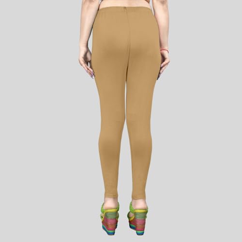 Image of Women's Solid Mid Rise Slim Fit Ankle Length Leggings - Comfortable and Stylish Yoga Pants for Workout, Running and Everyday Wear