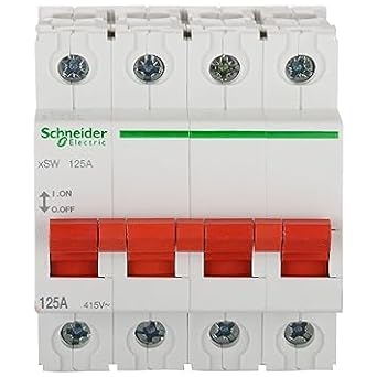 Schneider Electric Acti 9 63-A 4-Pole Polycarbonate MCB Isolator (White), Standard, (FE_A9S4P063)
