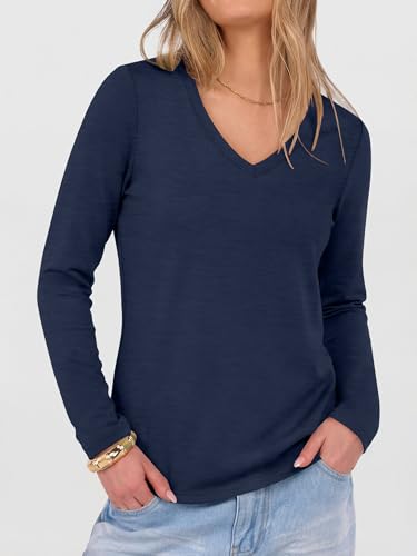 Image of ANRABESS Long Sleeve Shirts for Women Wrinkle Free V Neck Fall Top